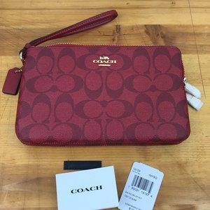 Coach Red Double Zip Signature Canvas Wris…